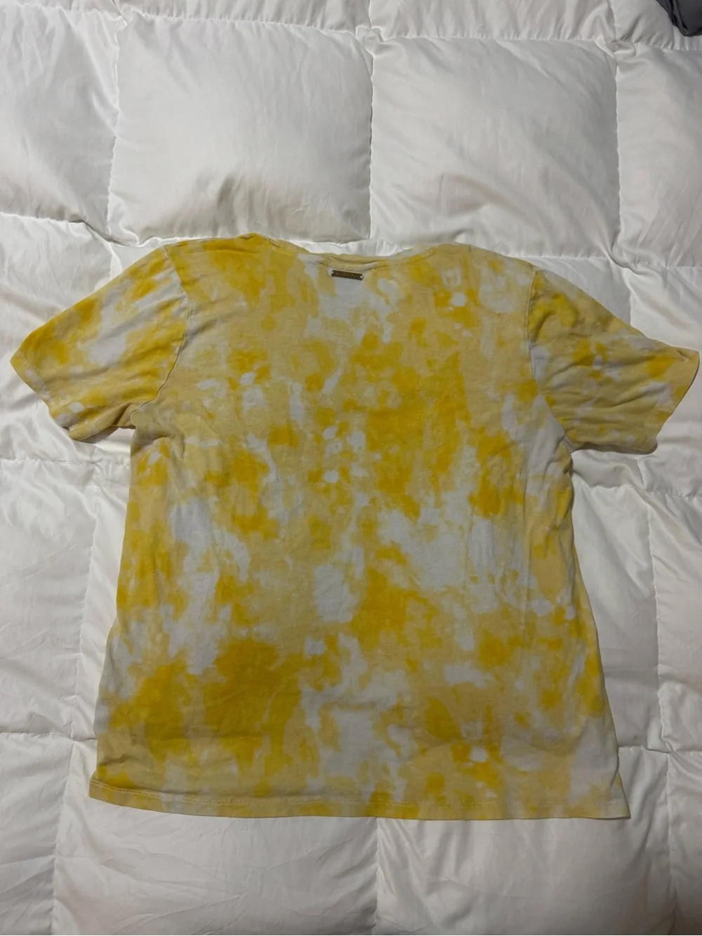 Michael Kors Logo T-Shirt Yellow Tie Dye Graphic Tee Medium Casual Summer